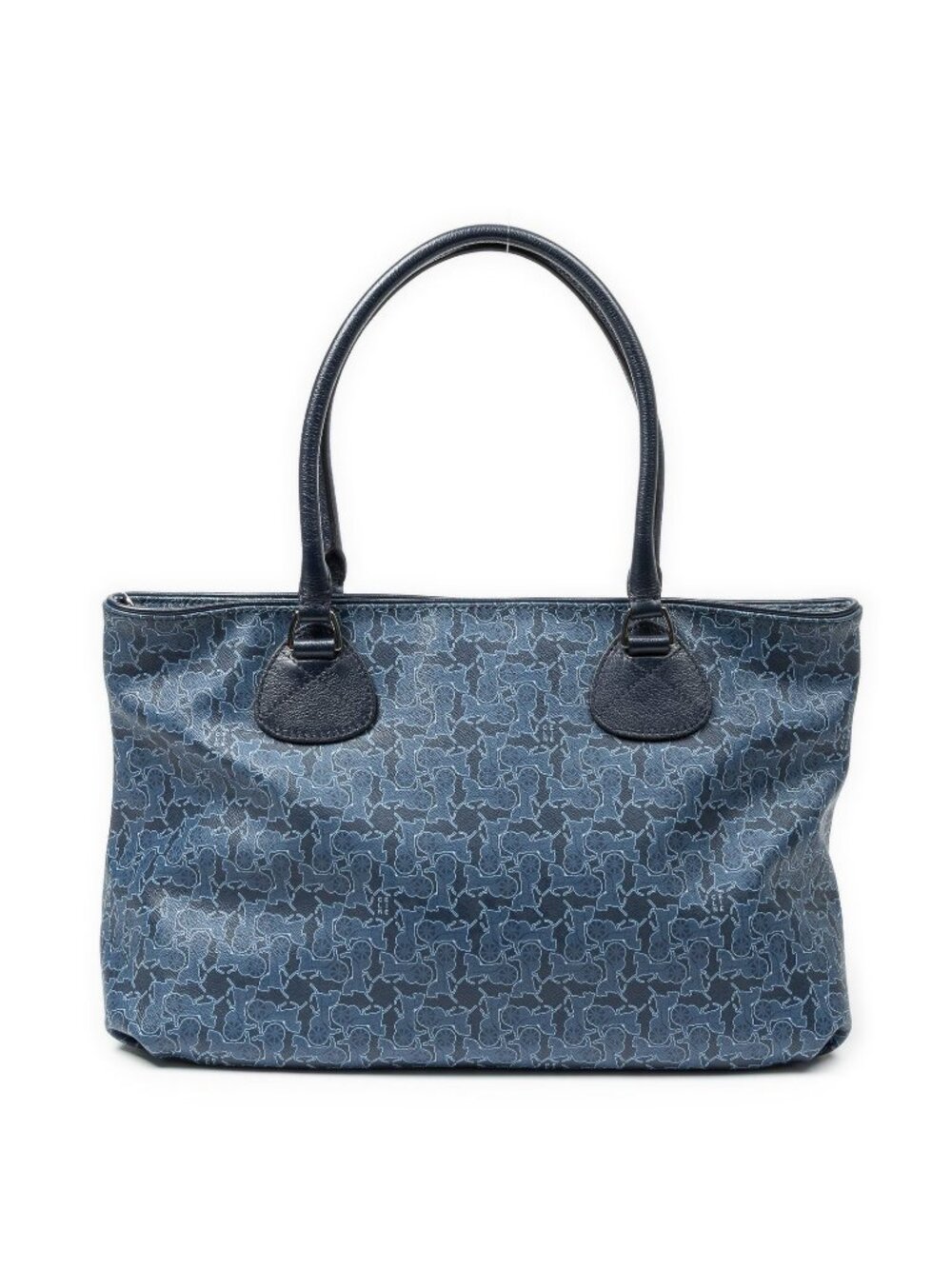 Celine Horizontal Sulky Zip Tote Navy Carriage Print Canvas